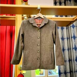 Vintage Liz Claiborne Tan Wool Jacket Peter Pan Collar Size 4